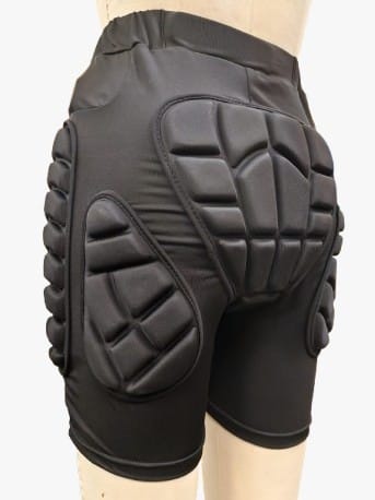 Innik's custom ski shorts with hip protectors.